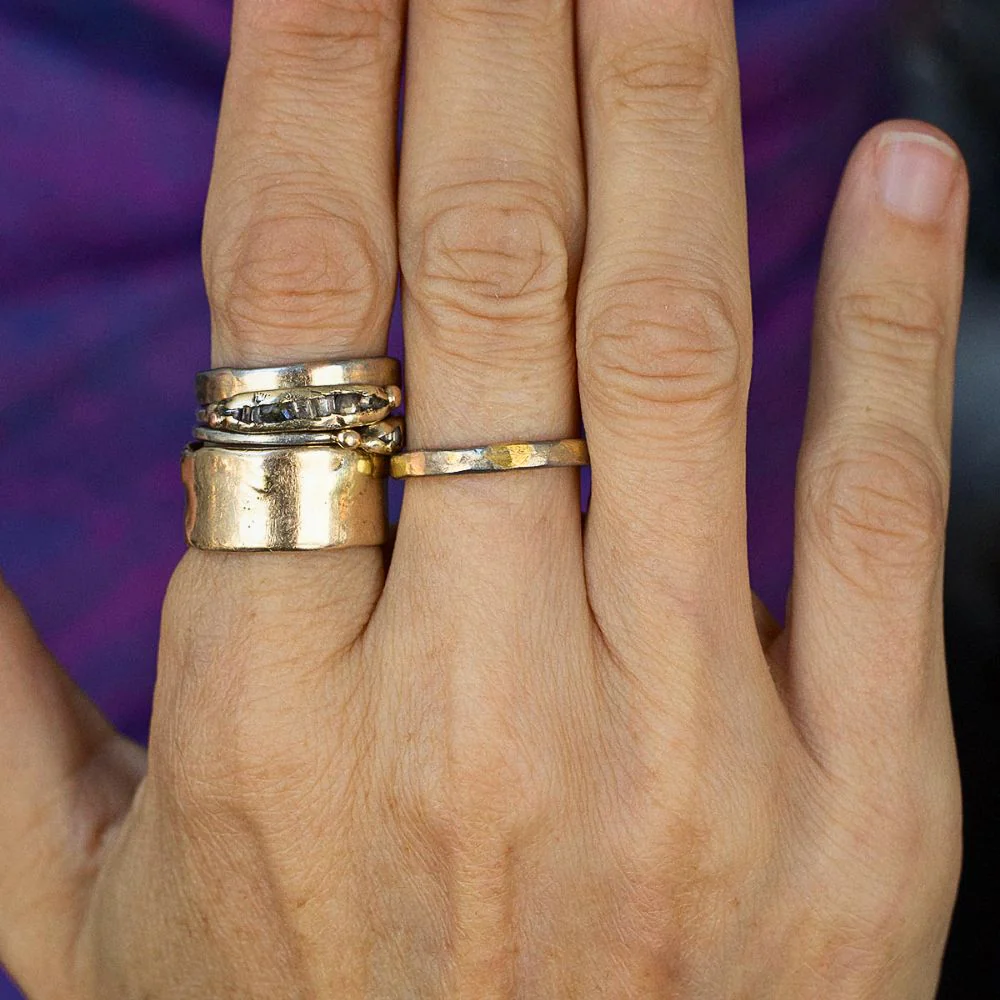 Palladium and Gold Skinny Seamed Band - Image 6